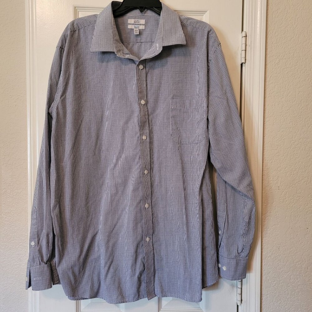 Croft & Barrow Men's‎ Easy Care Classic Fit Dress Shirt XXL 2XL Blue Checkered